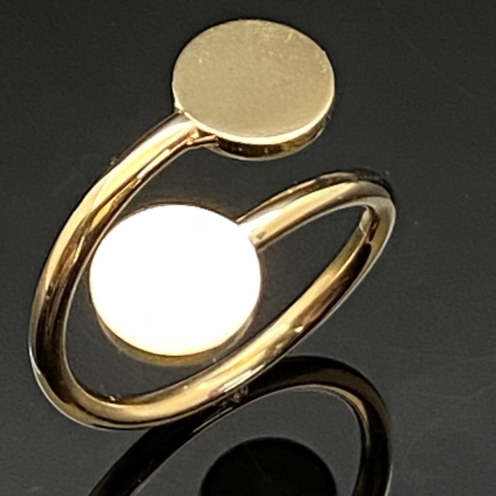 Solid 14k Yellow Gold Double Disc Bypass Ring